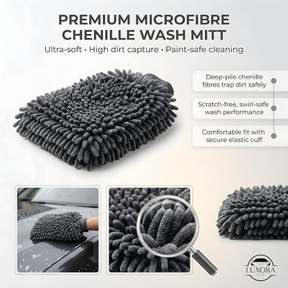 Car Cleaning Kit for Men | Professional Car Detailing Products, Wheel Brush, 2 Large 300GSM Microfibre Towels, Wash Mitts