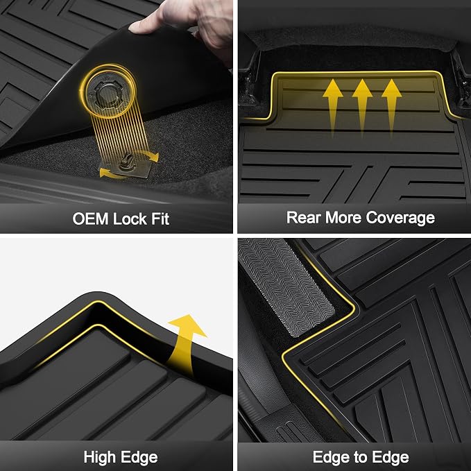 Floor Mats Fit for Honda Civic 2022-2025 2026 Sedan Hatchback Si (Include Sport), with&w/o USB Port | for Acura Integra 2023-2026, All Weather Car Floor Liners, Black (Not for Hybrid)