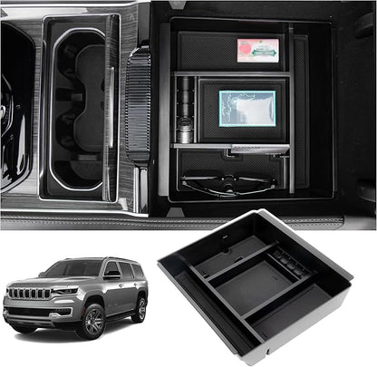 Center Console Organizer Compatible with 2022-2026 Jeep Wagoneer/L, 2022-2026 Jeep Grand Wagoneer/L Accessories, Armrest Storage Box