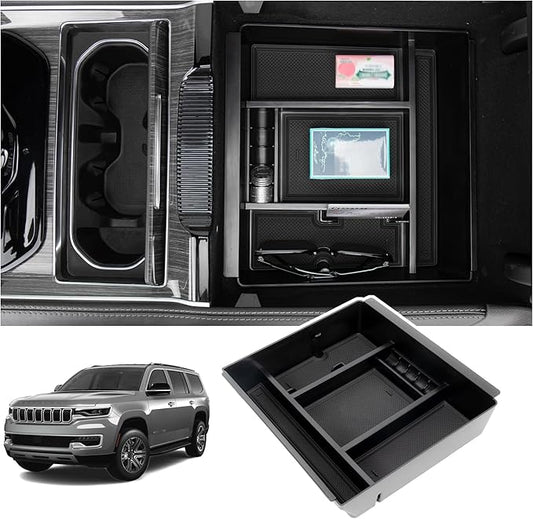 Center Console Organizer Compatible with 2022-2026 Jeep Wagoneer/L, 2022-2026 Jeep Grand Wagoneer/L Accessories, Armrest Storage Box