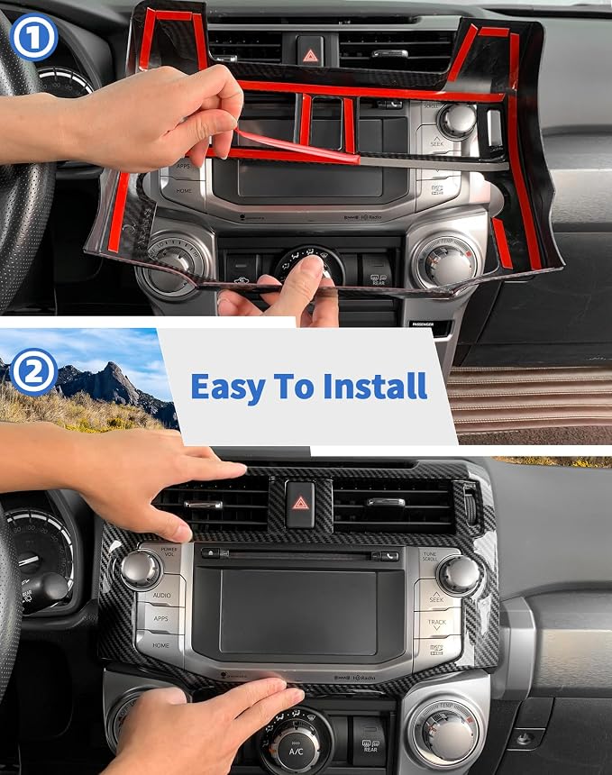 for 4Runner 2010-2019 Carbon Fiber Black Whole Set Interior Panel Cover Trim Kit, Center Console Gear Shift Dashboard Panel Cover Trim for Toyota 4runner Interior Accessories