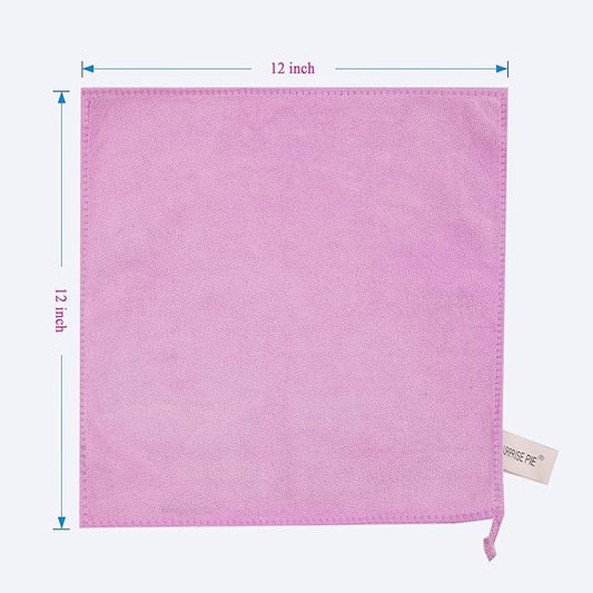 Microfiber Cloth 6Pack Cleaning Rags Absorbant Lint Free Cloth for House, Kitchen, Car, Glass, Stainless Steel, Window, Boat Cleaner-12''x 12''-Purple