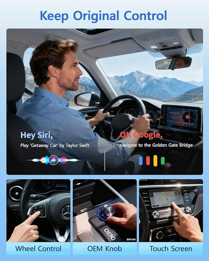 Magic AI Box CarPlay Wireless Carplay Adapter & Android Auto Dual WiFi + 4G SIM Split-Screen Goo-gle Play Download 4GB RAM + 64GB ROM