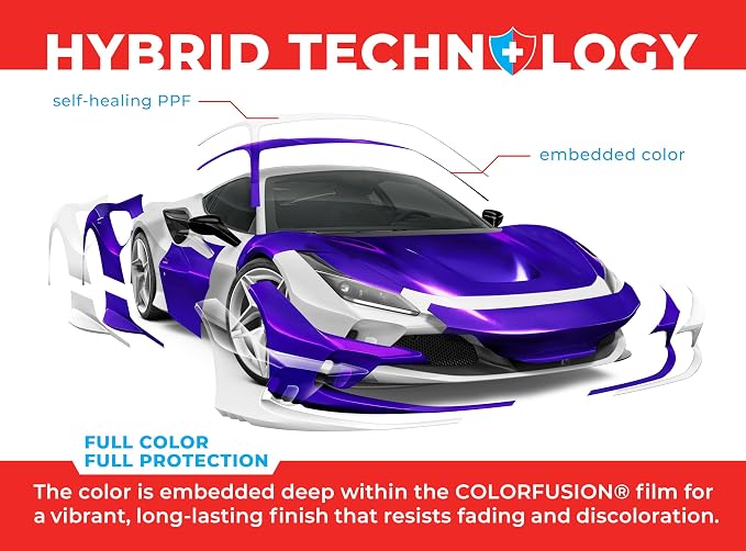 ColorFusion PPF by VViViD, Gloss Flip Purple Blast Dry Apply PPF Vinyl Car Wrap Roll 20ft x 5ft
