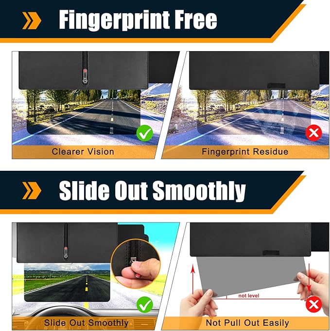 Veharvim 2 Pack Sun Visor Extender for Car with Zipper Slider (Driver + Passenger Side), Upgraded UV400 Car Sun Visor Extension with PC Lens and Side Sunshade, Anti-Glare, UV-Filtering