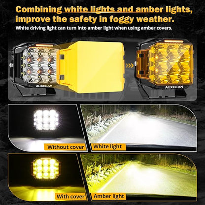 Auxbeam 7" Off-Road Lights with 270° Side Shooter, V Max Series Pod Lights with DRL & Back Light, 228W 26100LM Spot Flood Combo Ditch Lights, Cube LED Driving Light for Jeep ATV UTV, Pair