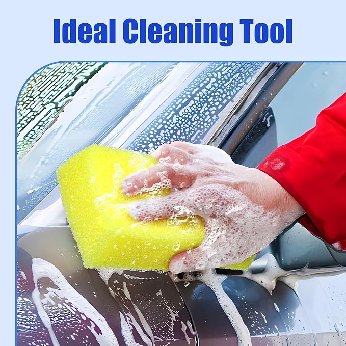 DECOHS 2 Pcs Bug Scrubber Sponge- Reusable Car Bug & Tar Remover Sponge- Car Wash Cleaning Scrub Sponges for Car Detailing (Yellow)