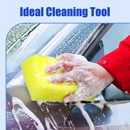 DECOHS 2 Pcs Bug Scrubber Sponge- Reusable Car Bug & Tar Remover Sponge- Car Wash Cleaning Scrub Sponges for Car Detailing (Yellow)