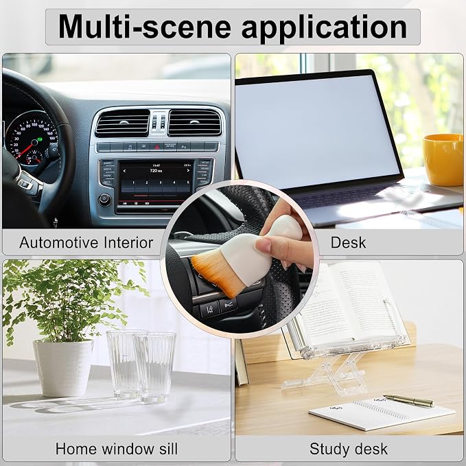 GaRhomxy Car Detailing Brushes, Car Interior Dust Sweeping Soft Brush, Soft Bristles Brush Cleaning Tool for Automotive Dashboard, Air Conditioner Vents, Computer, Scratch Free(White)