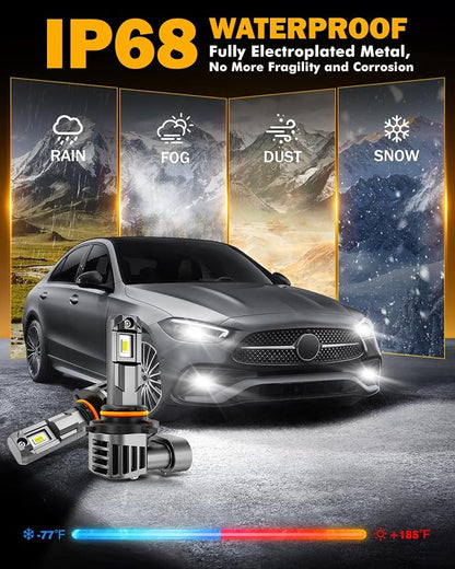 Auxbeam H10 9140 9145 Fog Lights, 6500K White, 12000LM Super Bright 600% Brighter, Enhanced Visibility for Fog & Off-Road, Plug and Play, Pack of 2