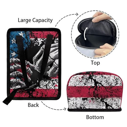 Talayituse Finger Skeleton American Flag Print Car Trash Can Portable Auto Garbage Bin Multifunctional Vehicle Interior Accessories with Adjustable Straps 4th of July Universal Fit Truck SUV Sedan
