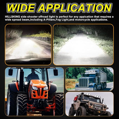 7 Inch Off Road Lights, 5100LM 12-24V LED Driving Light Pods for Tractor, Jeep,SUV,ATV & Truck Bumper pod Lights,2 Pack/Black