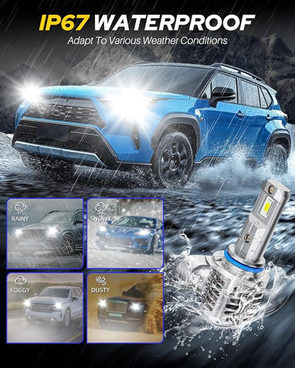 AUTOONE 9005 9006 LED Bulbs Combo, 150,000LM 1500% Brighter, 6500K Cool White, 1:1 Mini Halogen Size HB3 & HB4 Driving Light, CAN-Bus Plug and Play, Pack of 4