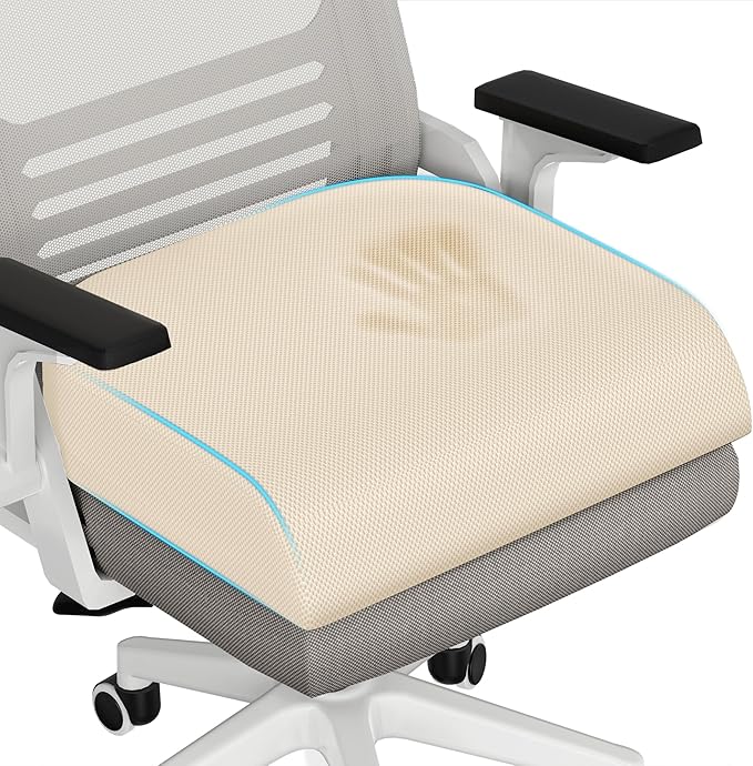 TranquilRelax 2XL Seat Cushion, Memory Foam Cushion for Long Sitting Hours on Office Chair, Car Seat, Non-Slip Chair Pad for Sciatica, Coccyx, Tailbone Pain Relief & Post-Surgery Recovery (Khaki)
