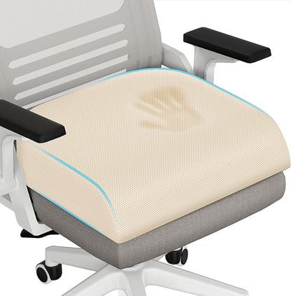 TranquilRelax 2XL Seat Cushion, Memory Foam Cushion for Long Sitting Hours on Office Chair, Car Seat, Non-Slip Chair Pad for Sciatica, Coccyx, Tailbone Pain Relief & Post-Surgery Recovery (Khaki)