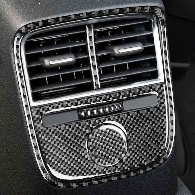 Real Premium Carbon Fiber Sticker Compatible with Audi A3 S3 RS3 8V 2013 2014 2015 2016 2017 2018 2019 Car Rear Center Console air Conditioning Vents Decor kit Auto Interior Accessories 4pcs Black