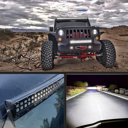 Nilight ZH119 54Inch 54 Inch 312W Curved Spot Flood Combo Bar LED Off Road Driving Light and 1PC 14AWG 12V 5Pin Rocker Switch Wiring Harness Kit-1 Lead, 2 Years Warranty