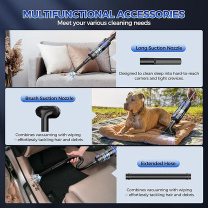 Handheld Vacuum Cordless Rechargeable 2-Speed Modes| 3-in-1 Portable Cordless Vacuum Cleaner with Charging Dock, for Car Home Office and Pet Hair（Blue）