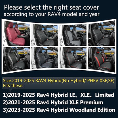 Lolcar Rav4 Seat Covers Custom Fit for Toyota Rav4 (for Hybrid) 2019-2025 LE,XLE,XLE Premium,Limited,Woodland Edition, Leather Truck Seat Cover Full Set for SUV,Faux Leather(Black/Gray)