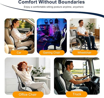 Seat Cushion for Office Chair and Car – L-Shaped Ergonomic Seat Cushions for Stability & Anti-Slip, Orthopedic Cushion for Sciatica, Back & Tailbone Pain Relief, Dark Gray & Light Gray
