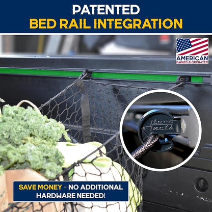 TacoNets Three Pocket Cargo Net for 2005-2026 Toyota Tacoma - Patented Design - Premium Truck Bed Organizers & Storage - Grocery Holder - Designed in USA