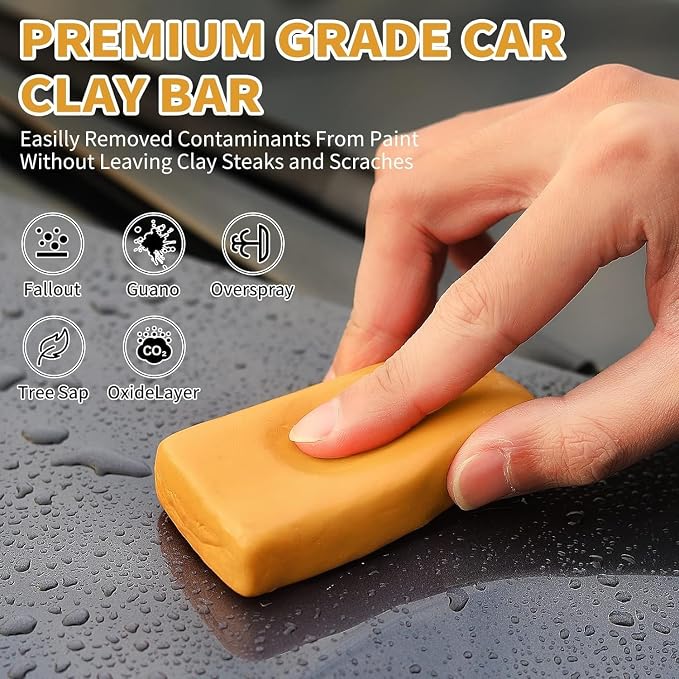 Wontolf Clay Bar Kit, Complete Clay Bars Auto Detailing Clay Luber Lubricant Car Wash Kit, Premium Grade 4 Clay Bars, Lubricant Tablets 10 Pack, Car Detailing Kit for Detailing Cleaning