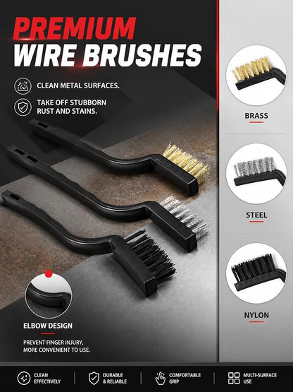 TAKAVU Car Detailing Brush Kit, 10 Piece Boar Hair Detail Brush Set for Car Interior and Engine Bay Cleaning, Auto Detailing Brushes with Wire Brushes and Microfiber Towel