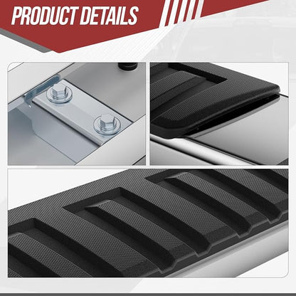 Running Boards Side Step Bars Compatible with 2007-2021 Toyota Tundra Double Cab Extended, 6.75 Inches Stainless Steel Running Boards Powdercoated Side, Chrome/Black
