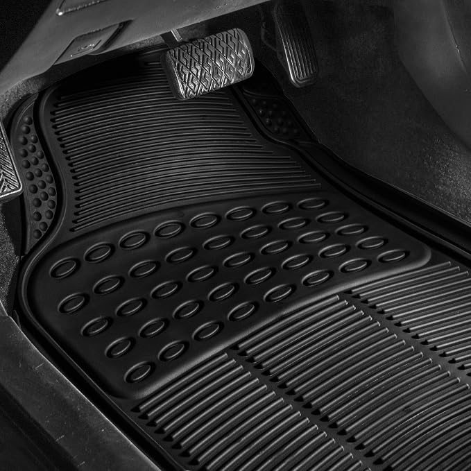 FH Group Automotive Floor Mats Climaproof for All Weather Protection Universal Fit Trimmable Heavy Duty fits Most Cars, SUVs, and Trucks, 2pc Front Set Solid Black