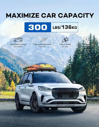 Roof Rack Cross Bars 300lbs Compatible with Lincoln Aviator 2019 2020 2021 2022 2023 2024 2025 2026，Heavy Duty Aluminum Lockable Roof Rails Crossbars Cargo Canoe Black Rooftop Cargo Carrier Luggage.