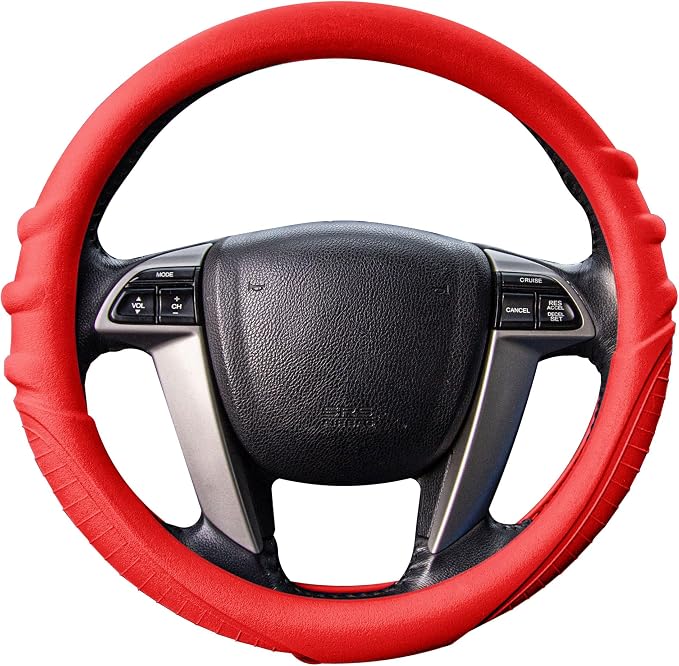 FH Group Universal Fit Silicone with Grip and Pattern Massaging Grip Steering Wheel Cover fits most Cars, SUVs, Trucks, and Vans Yellow