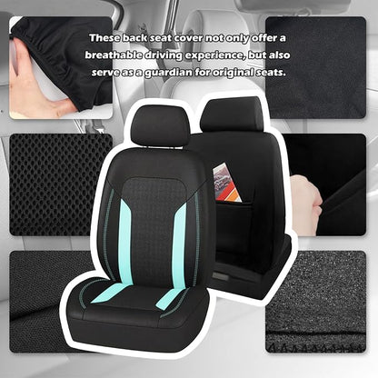 2 Pack Universal Car Seat Cover with Breathable Mesh Backrest,Comfortable Car Seat Protector with Foam Padding and Retaining Buckle,Highly Elastic Car Seat Covers Full Set (Mint)