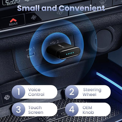 Mini Wireless CarPlay Adapter for iPhone, 2 in 1 CarPlay and Android Auto Adapter, Wired to Wireless, Plug & Play, Seamless Car Connectivity, Compact in-Dash navi & ent, Black