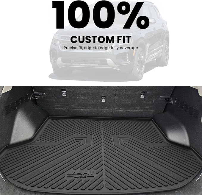 LASFIT Cargo Mat for Kia Seltos 2026 2025 2024 (Not Fit SX), All Weather TPE Custom Fit Car Trunk Mats Cargo Liners Accessories for Kia Seltos 2024-2026, Black