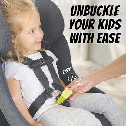 UnbuckleMe Car Seat Buckle Release Tool - Easy Opener Aid for Arthritis, Long Nails, Older Kids - Button Pusher for Infant, Toddler, Convertible 5 pt Harness car Seats - As Seen on Shark Tank (Lime)
