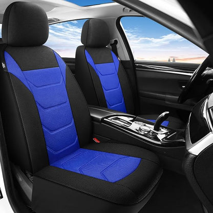 Pariiaotin 3D Air Mesh Car Seat Cover Full Set Washable and Breathable Premium Cloth Automotive Vehicle Seat Covers for Cars Interior, Universal Fit for Most Cars, Sedan, Truck, SUV(Black/Blue)