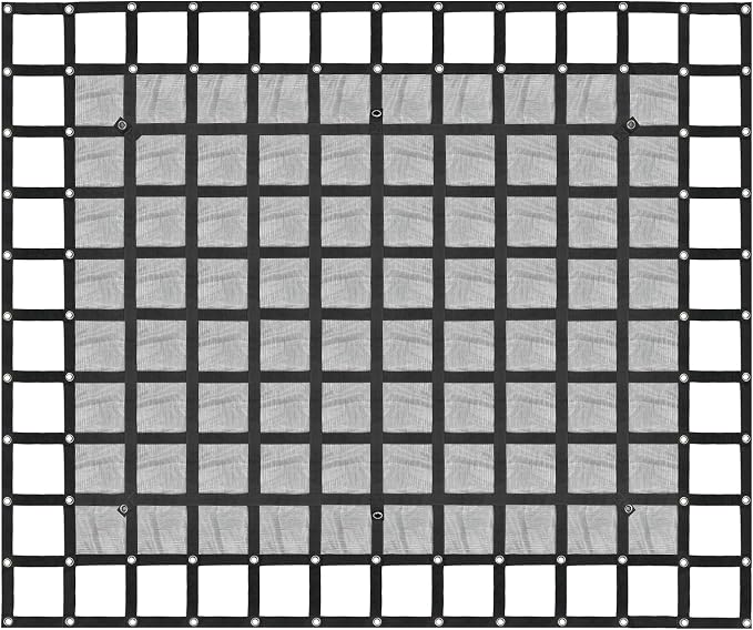 Heavy Duty 81" x 96" Truck Bed Cargo Net with Adjustable Cam Buckles & S-Hooks & Cross Strap,6.75' x 8' Cargo Net with 1500LBS Capacity for Pickup Truck Bed Trailer SUV Jeeps