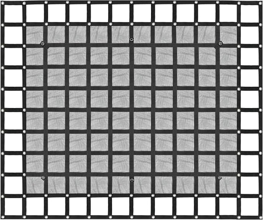 Heavy Duty 81" x 96" Truck Bed Cargo Net with Adjustable Cam Buckles & S-Hooks & Cross Strap,6.75' x 8' Cargo Net with 1500LBS Capacity for Pickup Truck Bed Trailer SUV Jeeps
