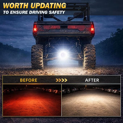 Zmoon 4.5'' 84W Round LED Offroad Flood Lights, Waterproof 12V/24V Round LED Light Bar for Truck Tractor ATV UTV SUV Motorcycle Off Road Fog Driving Lights 2Pack