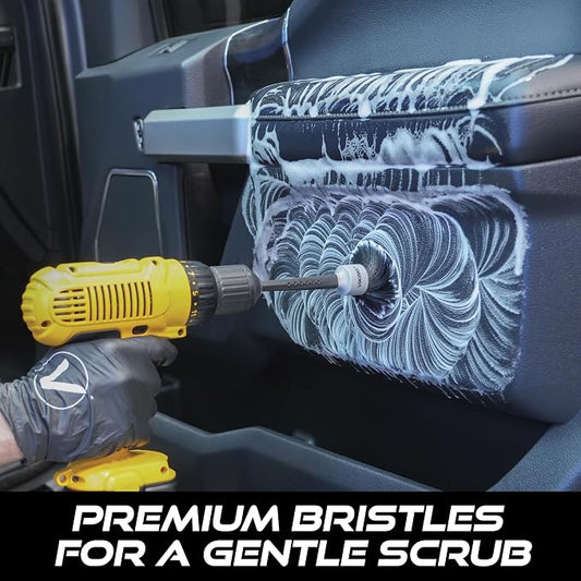 VIKING Drill Detail Brush Set, Professional 2 Pack with Super Soft Bristles for Interior, and Premium Bristle Blend for Exterior Detailing and Car Detailing Kit