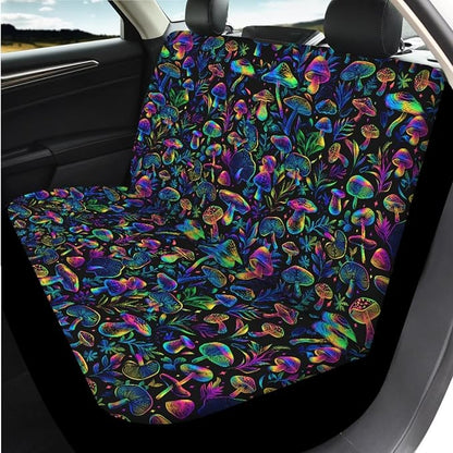 Trippy Mushroom Car Seat Covers Full Set with Steering Wheel Cover Armrest Cushion Protector Seat Belt Covers,Auto Accessories Universal Fit Cars SUV Trucks 14 Pcs