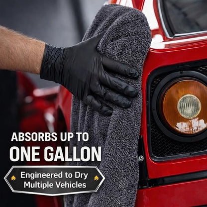 The Giant Giant 24"x36" Car Drying Towel – Ultra Absorbent 1200 GSM Twisted Loop Microfiber, Scratch-Free, Streak-Free, 70/30 Korean Blend – Includes Wash Mitt & Glass Towel for Auto Detailing