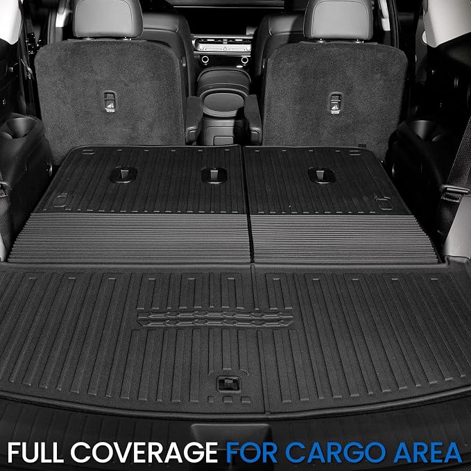 Floor Mats Set for 2026 Hyundai Palisade Gas 7&8 Seats (Not Fit Hybrid), All Weather TPE Cargo Liner Backrest Mats Trunk Lower Mat Accessories