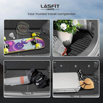 LASFIT Cargo Trunk Mat with Backrest Mats for Toyota RAV4 2025 2024 2023 2022 2021 2020 2019 (Include Hybrid) All Weather TPE Rear Cargo Liner Custom Fit Waterproof RAV 4 Accessories, Black