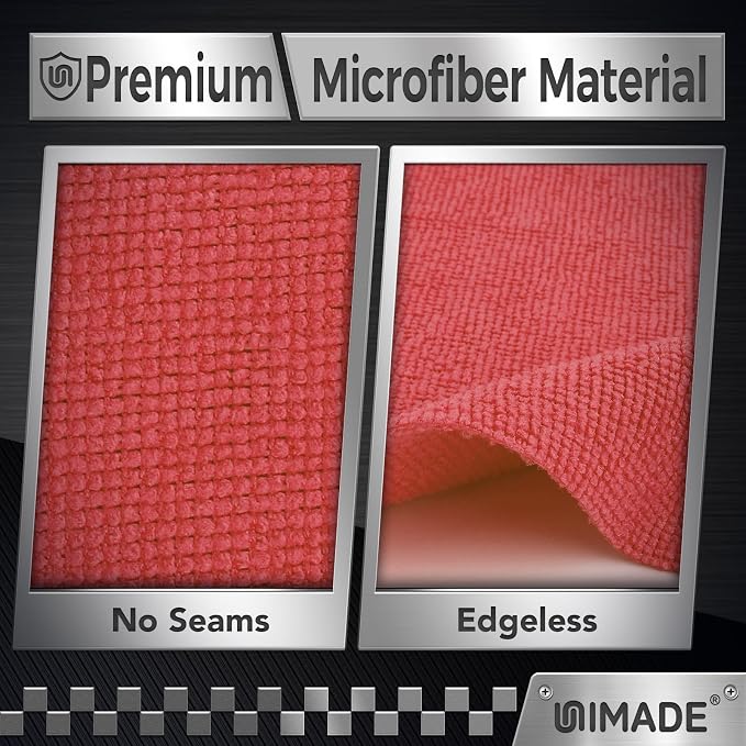 UNIMADE Shop Towel Rag, 200 Pack Reusable Rags Bulk Microfiber Cleaning Cloth Lint Free Towels for Car Kitchen Automotive Bar Mechanic Restaurant Garage, 11.5"x 11.5", Red