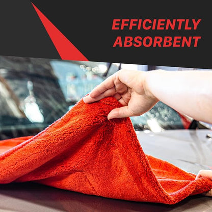 Maxshine Big Red Microfiber Towel (1000GSM) - Large Plush, Rinse-Free, Double-Sided Detailing for Cars (20”x28” / 51x71cm), Professional Auto Detailing Towel