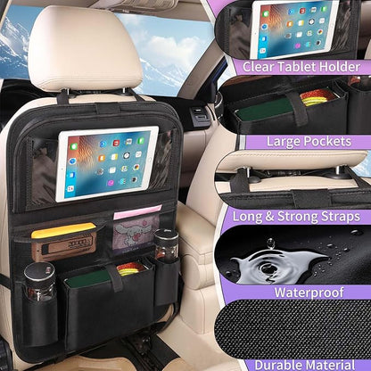 Car BackSeat Organizer,2 Pack for Kids Car Organizer Kick Mats Kick Mats Back Seat Protector with Touch Screen Tablet Holder, for Kids, Car Travel Accessories, (2PACK)