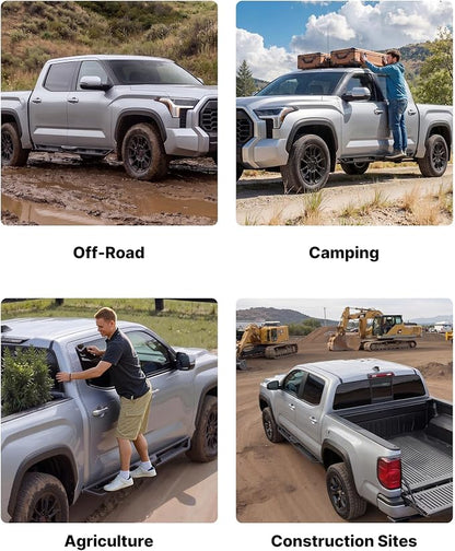 VEVOR Running Boards Compatible with 2005-2023 Toyota Tacoma Double Cab, 6 Inches Side Steps, Black Carbon Steel Nerf Bars, 550 lbs Load Capacity, Wide Non-Slip Hollow Surface with Rustproof Coating
