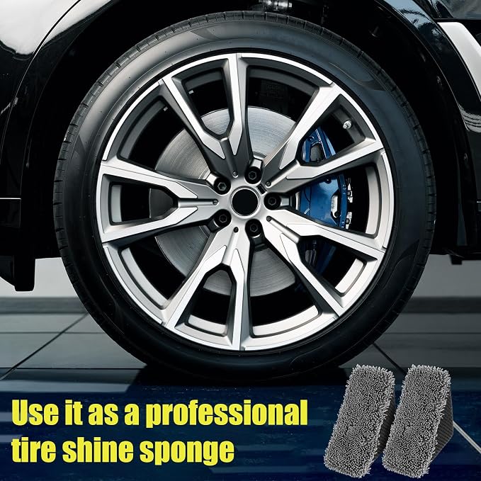 3 PCS Tire Shine Applicator Sponges, Microfiber Tire Brightener Applicator Pad Durable and Reusable Tires Dressing Applicators Pad, Tires Applicator-Pad for Car Detailing Cleaning Sealant Conditioner