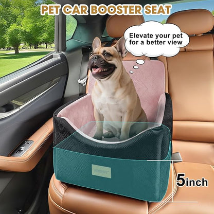 JOEJOY Dog Car Seats for Small Medium Dogs Under 35lbs, Dog Booster Seat with Detachable Washable Cover and Cushion, Memory Foam Pet Car Seat with Safety Belt and Storage Pockets (BP)